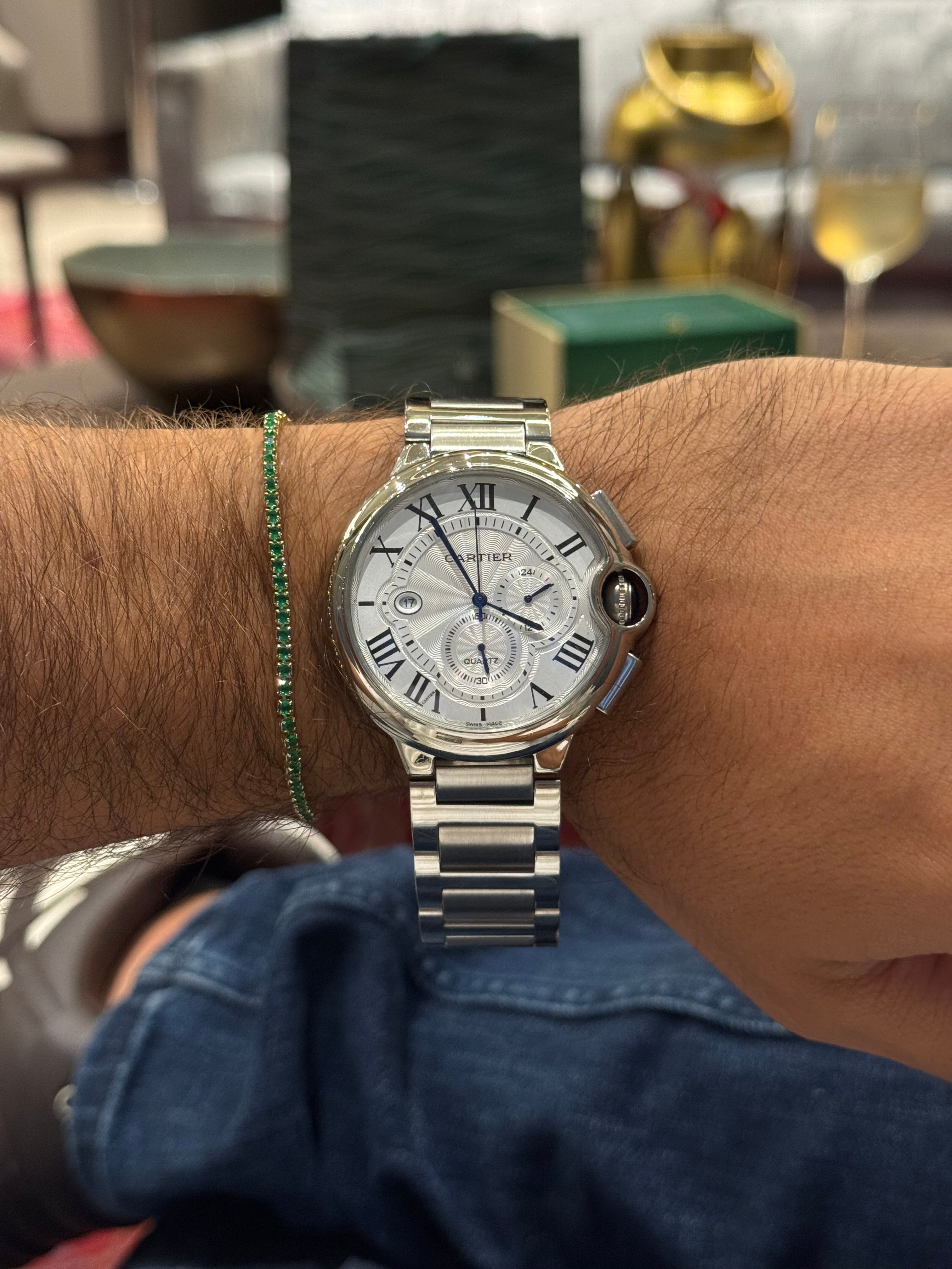 Cartier Ballon Bleu Chronograph de 44 mm  de diámetro.