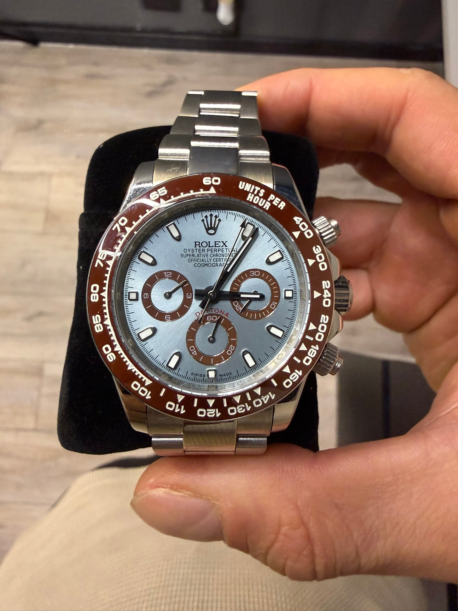 Rolex Cosmograph Daytona " Bisel Cerachrom marrón castaño y esfera azul glaciar " 40 mm de diametro