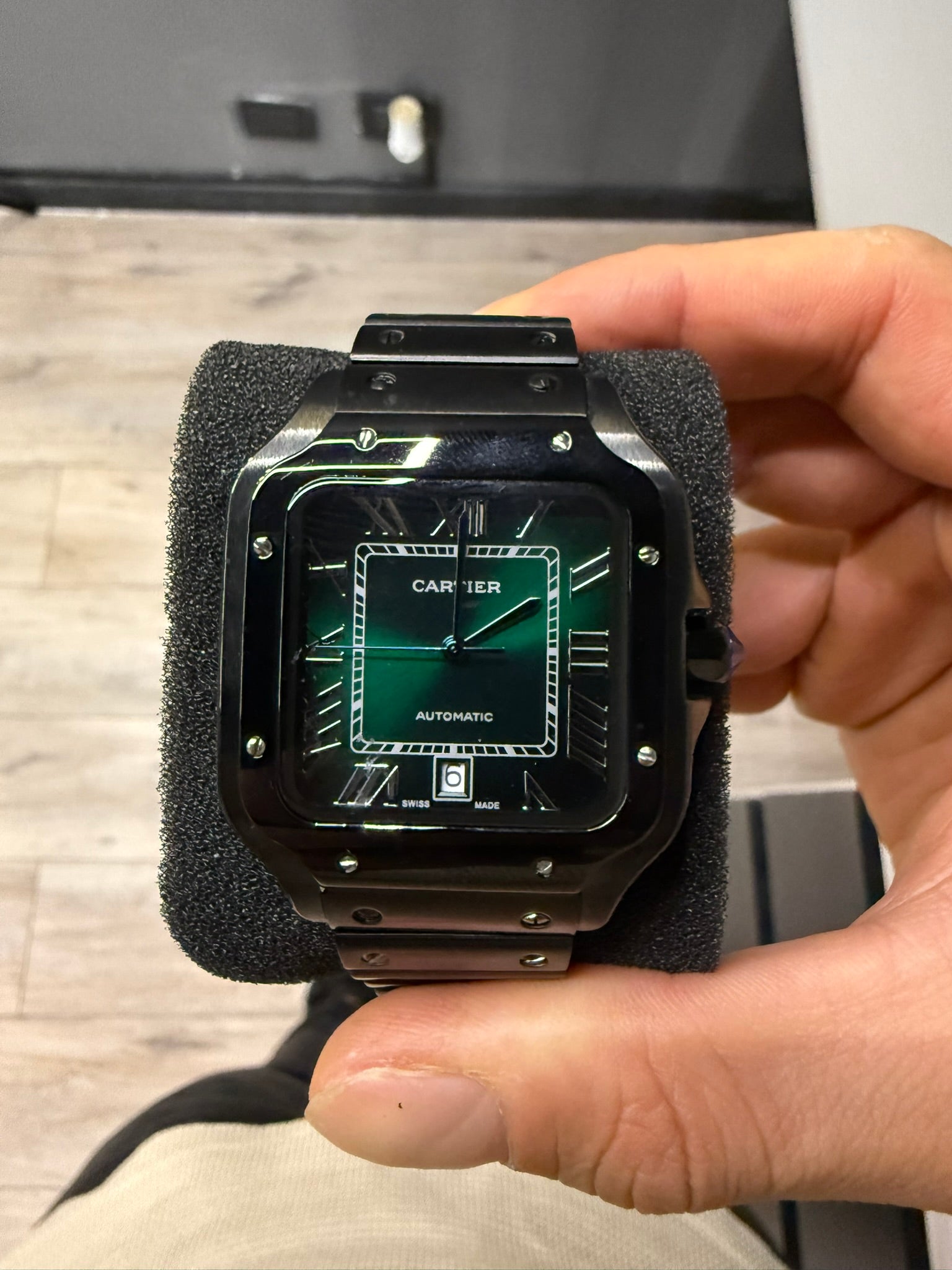 Cartier Santos Black Venom DLC/PVD - Esfera verde