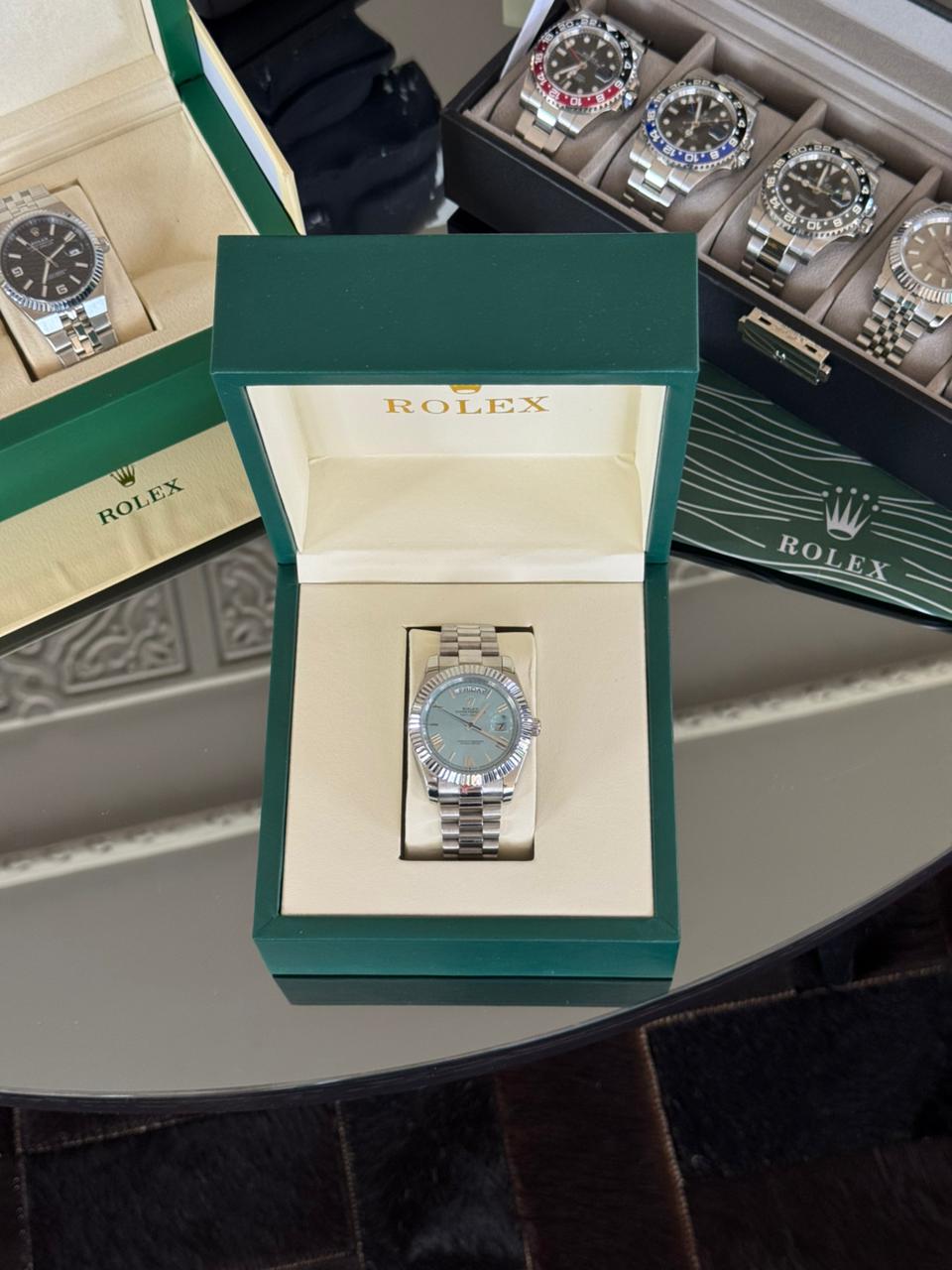 Rolex Datejust 36 Plateado Fondo Azul - de 36 mm de Diametro