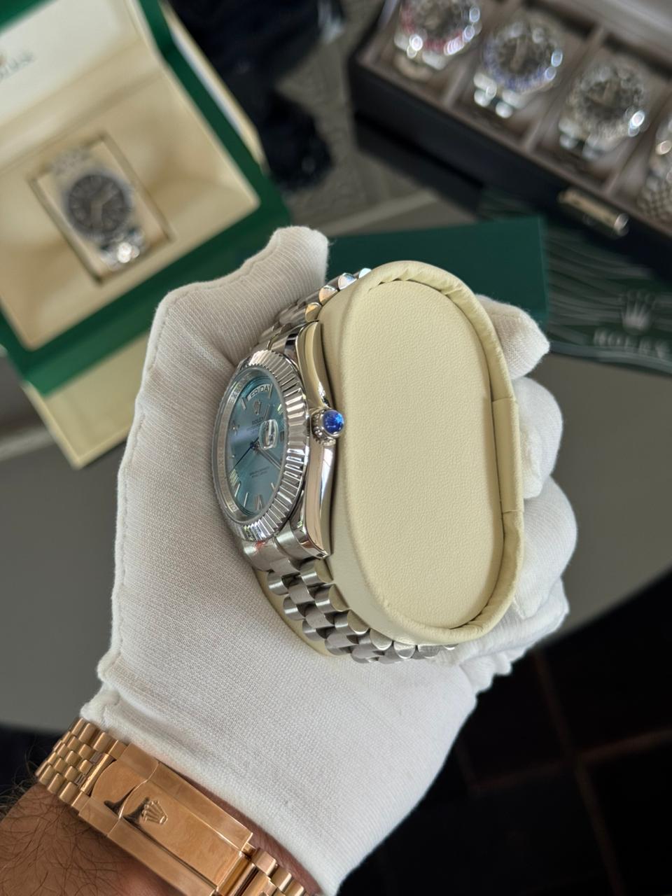 Rolex Datejust 36 Plateado Fondo Azul - de 36 mm de Diametro