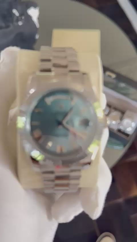 Rolex Datejust 36 Plateado Fondo Azul - de 36 mm de Diametro